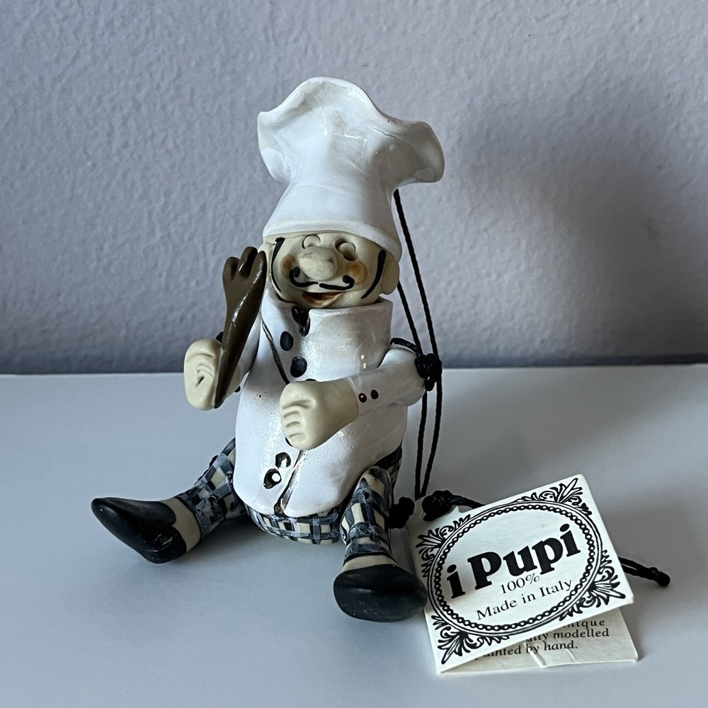 i Pupi Ceramic Chef Marionette Ornament Laboratorio Pesaro Italian Pottery W/Tag